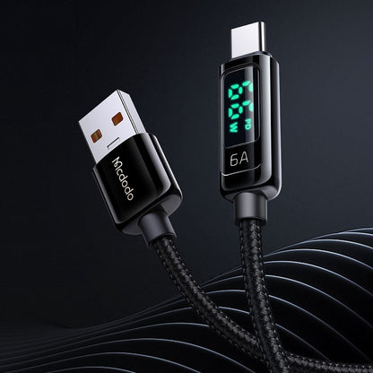 Data- og ladekabel USB-A - USB-C McDodo CA-8690 Display, 66W, 1.2m, Svart