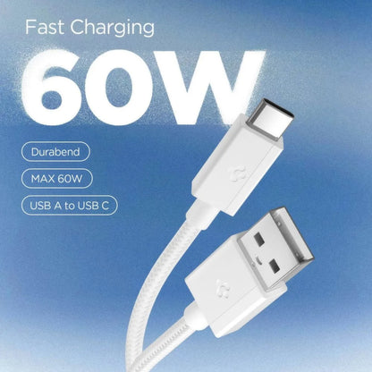 USB-A til USB-C data- og ladekabel Spigen EB6015AC, 60W, 1,5m, hvit ACA10413