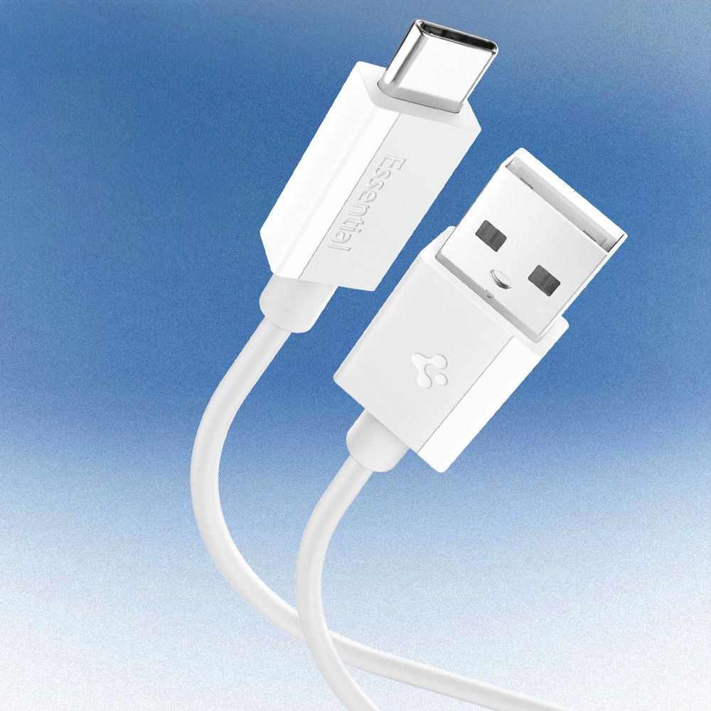 Data- og ladekabel USB-A - USB-C Spigen Essential, 60W, 2m, Hvit ACA08716