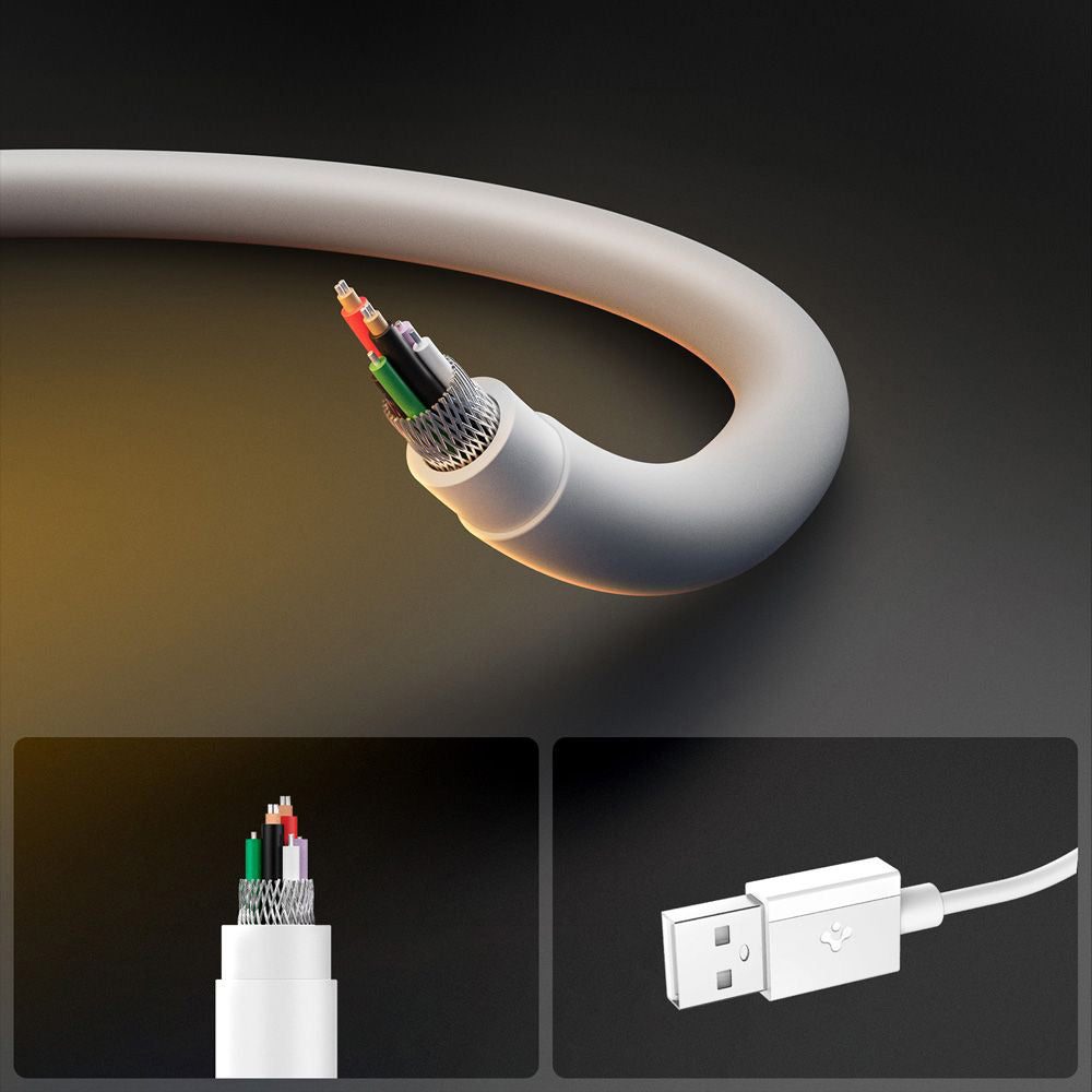 Data- og ladekabel USB-A - USB-C Spigen Essential, 60W, 2m, Hvit ACA08716