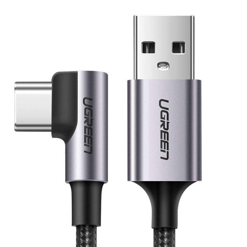 USB-A til USB-C UGREEN US284 Angled data- og ladekabel, 18W, 0.5m, Grå