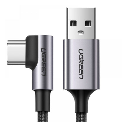 USB-A til USB-C UGREEN US284 Angled data- og ladekabel, 18W, 0.5m, Grå