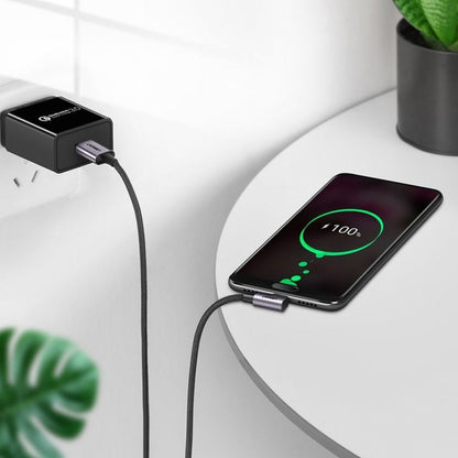 USB-A til USB-C UGREEN US284 Angled data- og ladekabel, 18W, 0.5m, Grå