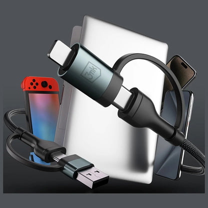 USB-A / USB-C - USB-C / Lightning 3MK Hyper N data- og ladekabel, 60W, 1.2m, Svart
