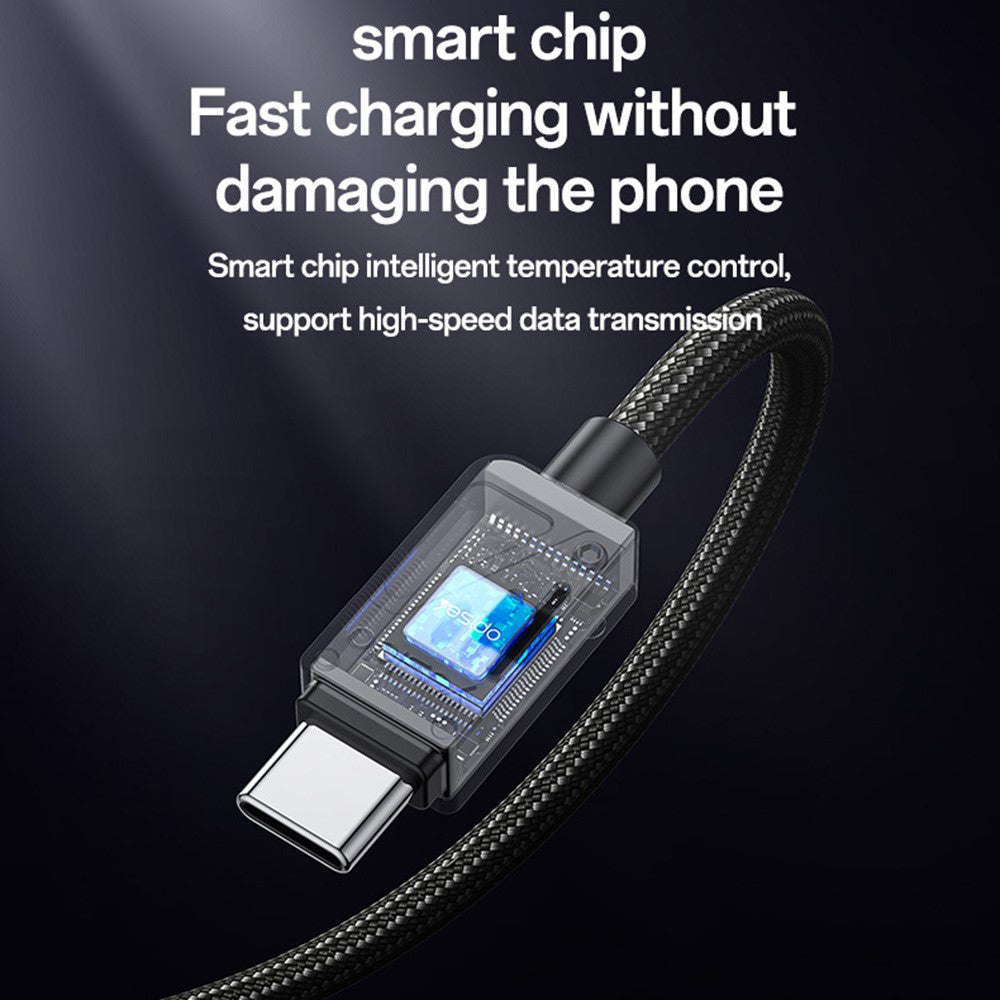 USB-A til USB-C data- og ladekabel Yesido CA135C, 18W, 1.2m, Svart