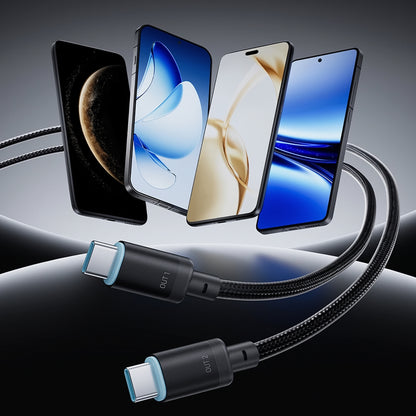 USB-C Data- og ladekabel - 2 x USB-C Cuktech C2C615, 140W, 1,5m, svart CKC2C615GLBK
