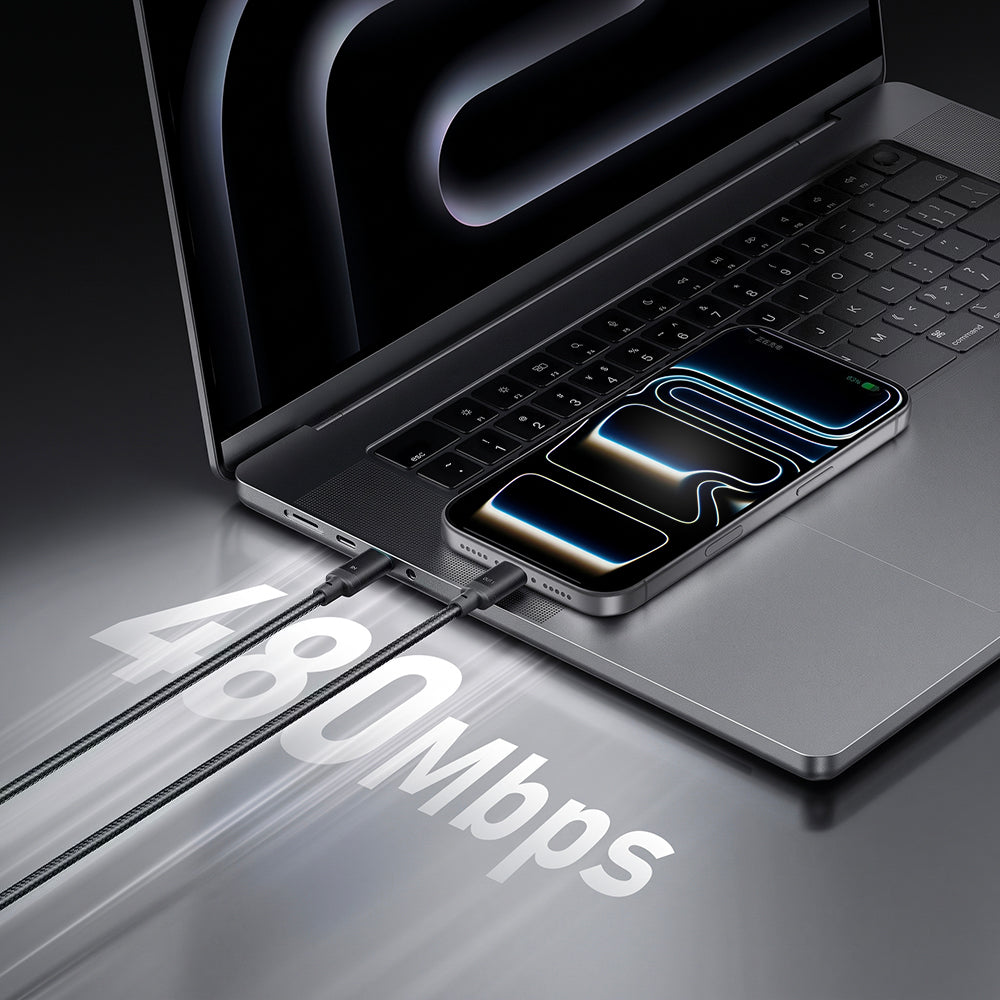 USB-C Data- og ladekabel - 2 x USB-C Cuktech C2C615, 140W, 1,5m, svart CKC2C615GLBK