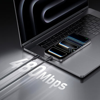 USB-C Data- og ladekabel - 2 x USB-C Cuktech C2C615, 140W, 1,5m, svart CKC2C615GLBK