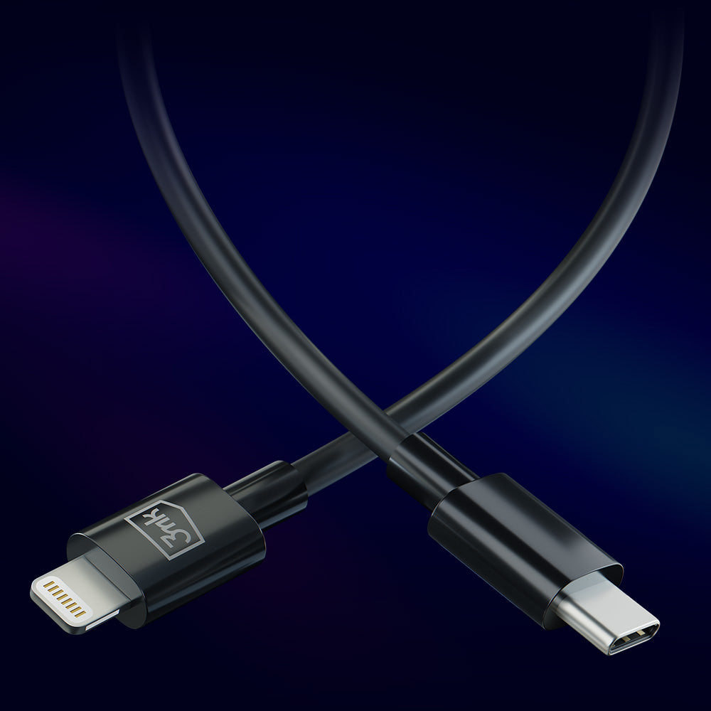 USB-C til Lightning datakabel og ladekabel 3MK Hyper, 20W, 1,2m, hvit