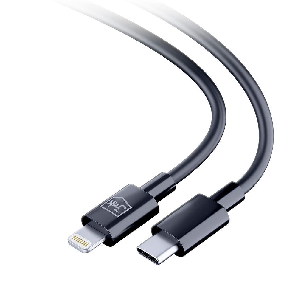 USB-C - Lightning 3MK Hyper data- og ladekabel, 20W, 1.2m, Svart