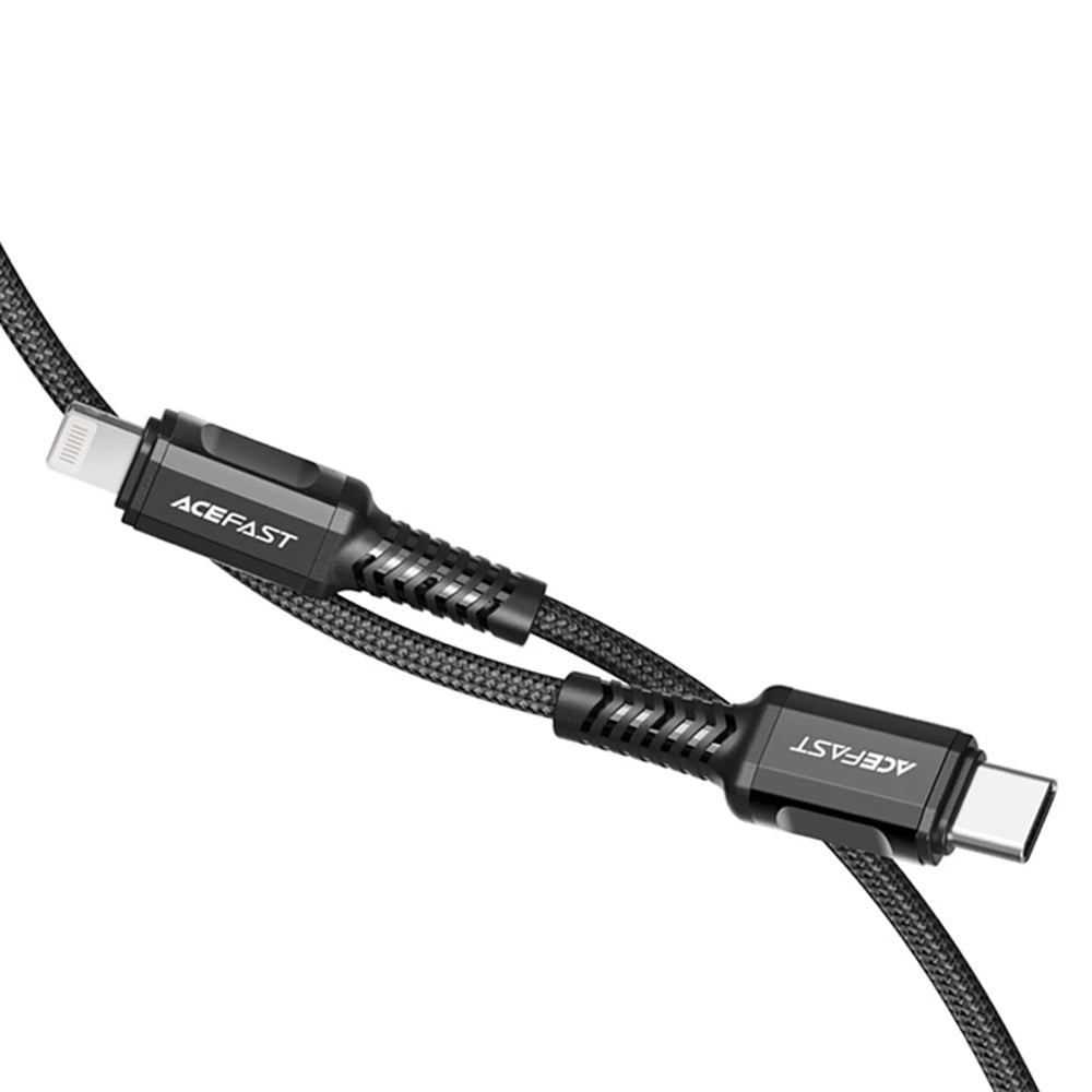 Data- og ladekabel USB-C - Lightning Acefast C1-01, 30W, 1.2m, Svart