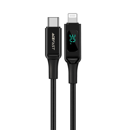 USB-C - Lightning Data- og Ladekabel Acefast C6-01 Display, 20W, 1.2m, Svart