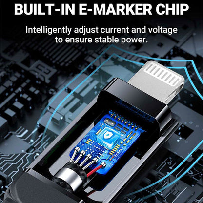 USB-C - Lightning Data- og Ladekabel Acefast C6-01 Display, 20W, 1.2m, Svart