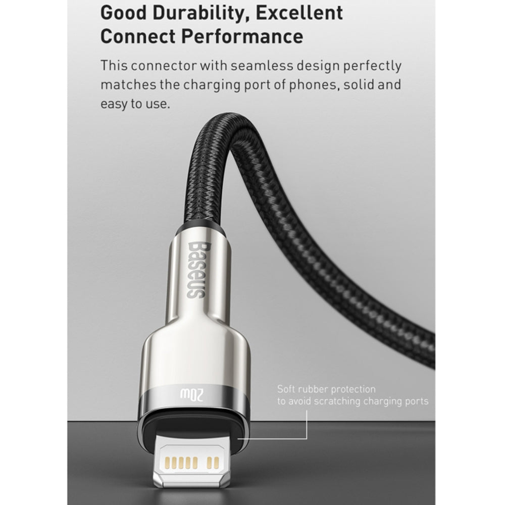 Data- og ladekabel USB-C - Lightning Baseus Cafule Metal, 20W, 1m, Grønn CATLJK-A06
