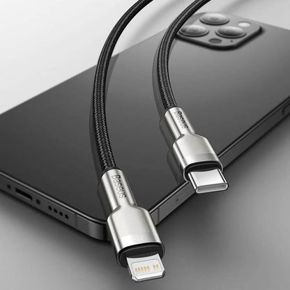 Data- og ladekabel USB-C - Lightning Baseus Cafule Metal, 20W, 1m, Grønn CATLJK-A06