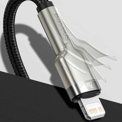 Data- og ladekabel USB-C - Lightning Baseus Cafule Metal, 20W, 1m, Grønn CATLJK-A06