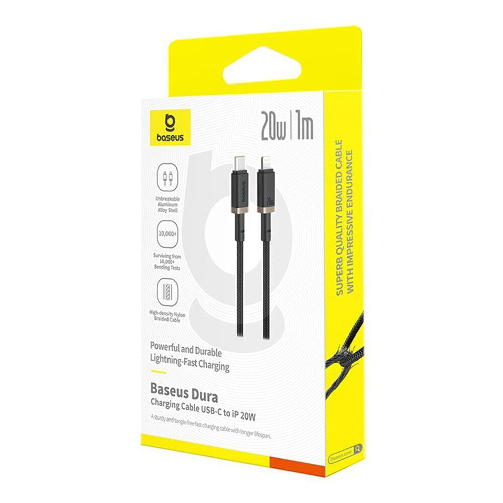 USB-C - Lightning-lade- og datakabel Baseus Dura Series, 20W, 1m, Gull Svart P10377800U01-03