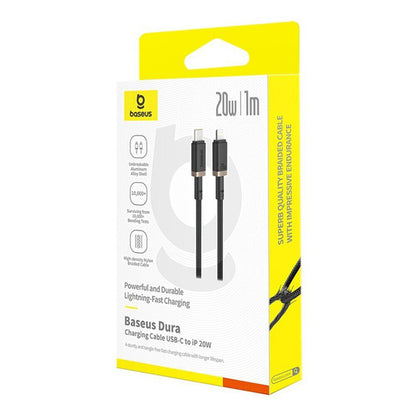 USB-C - Lightning-lade- og datakabel Baseus Dura Series, 20W, 1m, Gull Svart P10377800U01-03