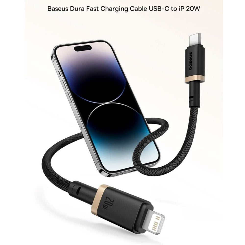 USB-C - Lightning Baseus Dura Series data- og ladekabel, 20W, 2m, Rød Svart E0420802