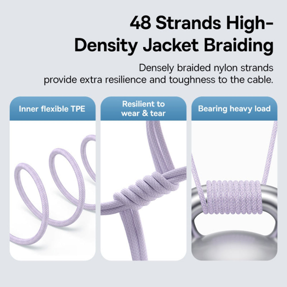 USB-C - Lightning Baseus Gem data- og ladekabel, 20W, 1m, Lilla P10373001511-00