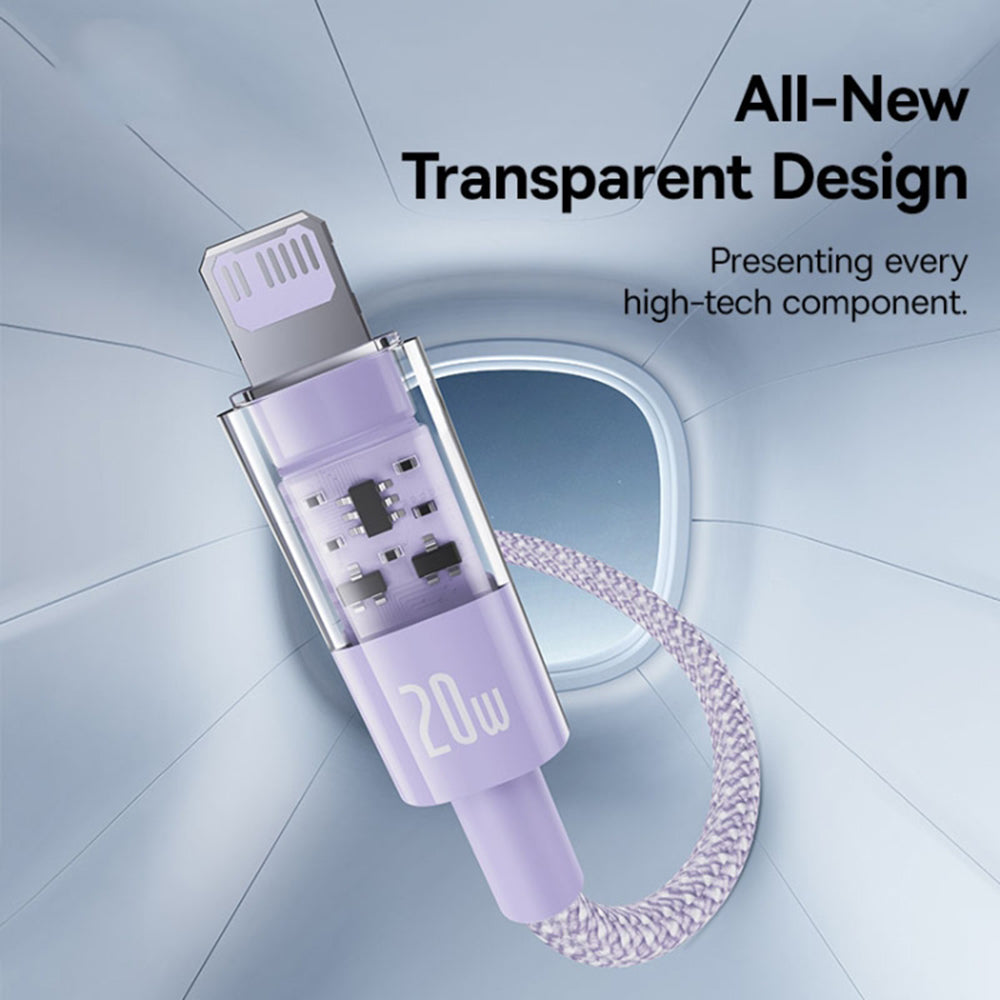 USB-C - Lightning Baseus Gem data- og ladekabel, 20W, 1m, Lilla P10373001511-00