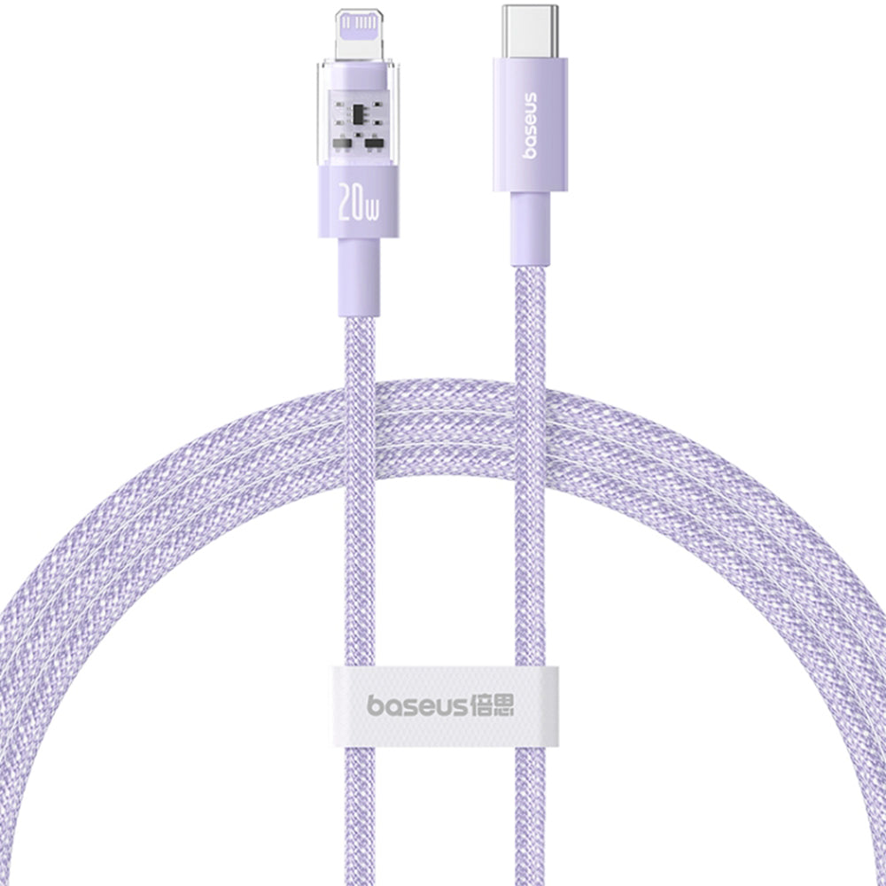 USB-C - Lightning Baseus Gem data- og ladekabel, 20W, 2m, Lilla P10373001511-01