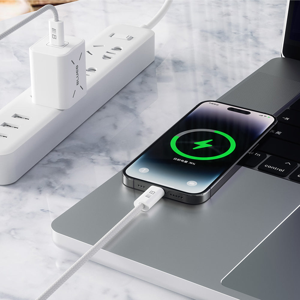 USB-C - Lightning Blueo data- og ladekabel, 20W, 1.2m, Hvit