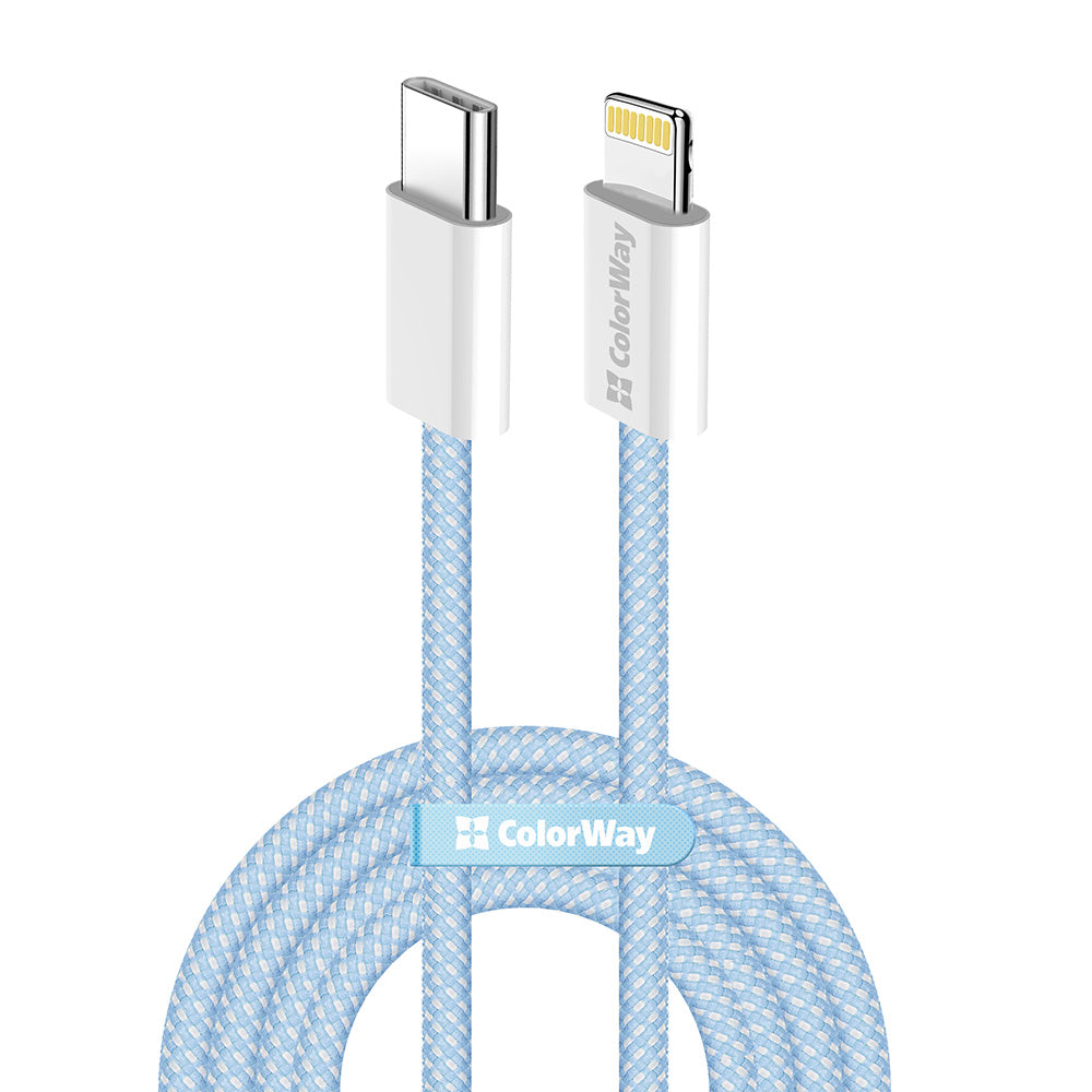 USB-C - Lightning Data- og Ladekabel ColorWay CW-CBPDCL061, 27W, 1m, Blå