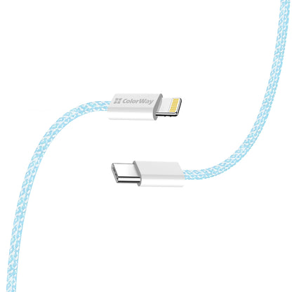 USB-C - Lightning Data- og Ladekabel ColorWay CW-CBPDCL061, 27W, 1m, Blå