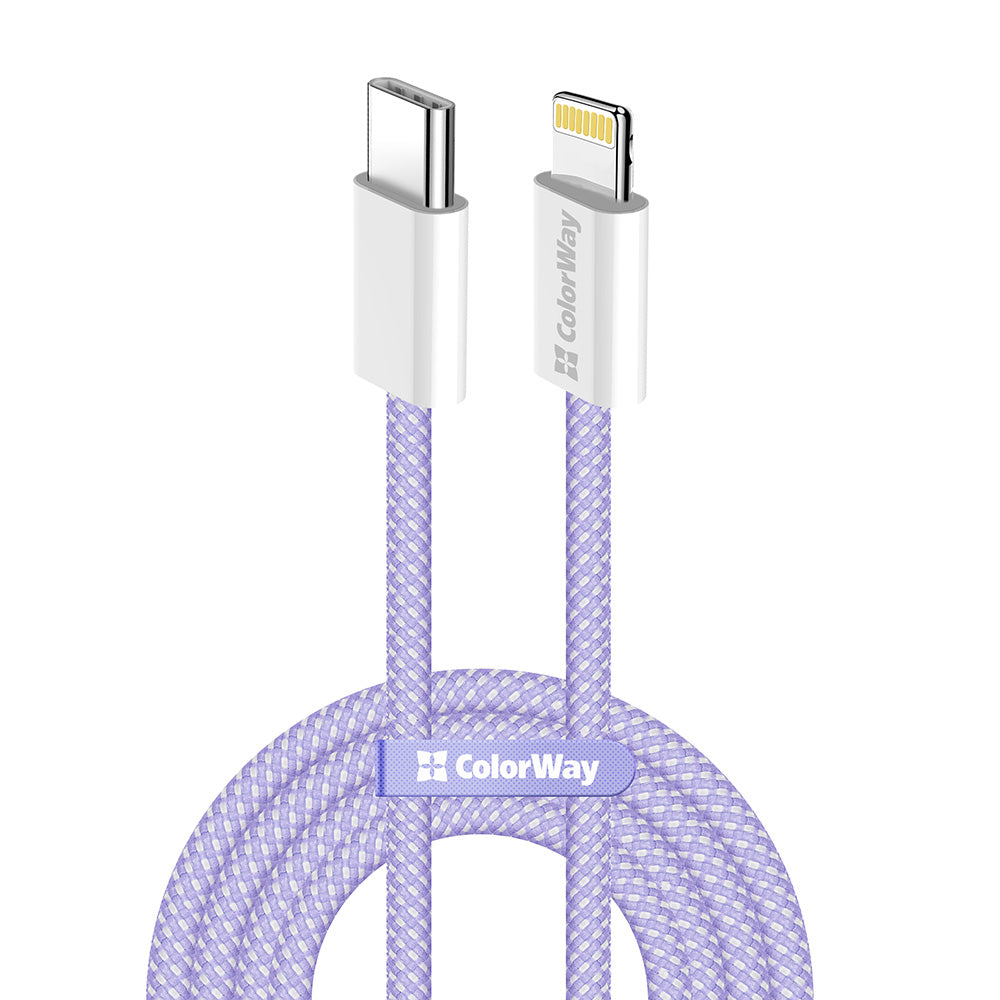 USB-C - Lightning Data- og Ladekabel ColorWay CW-CBPDCL061, 27W, 1m, Lilla
