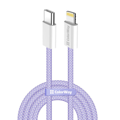 USB-C - Lightning Data- og Ladekabel ColorWay CW-CBPDCL061, 27W, 1m, Lilla