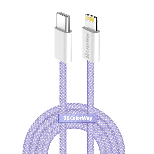 USB-C - Lightning Data- og Ladekabel ColorWay CW-CBPDCL061, 27W, 1m, Lilla