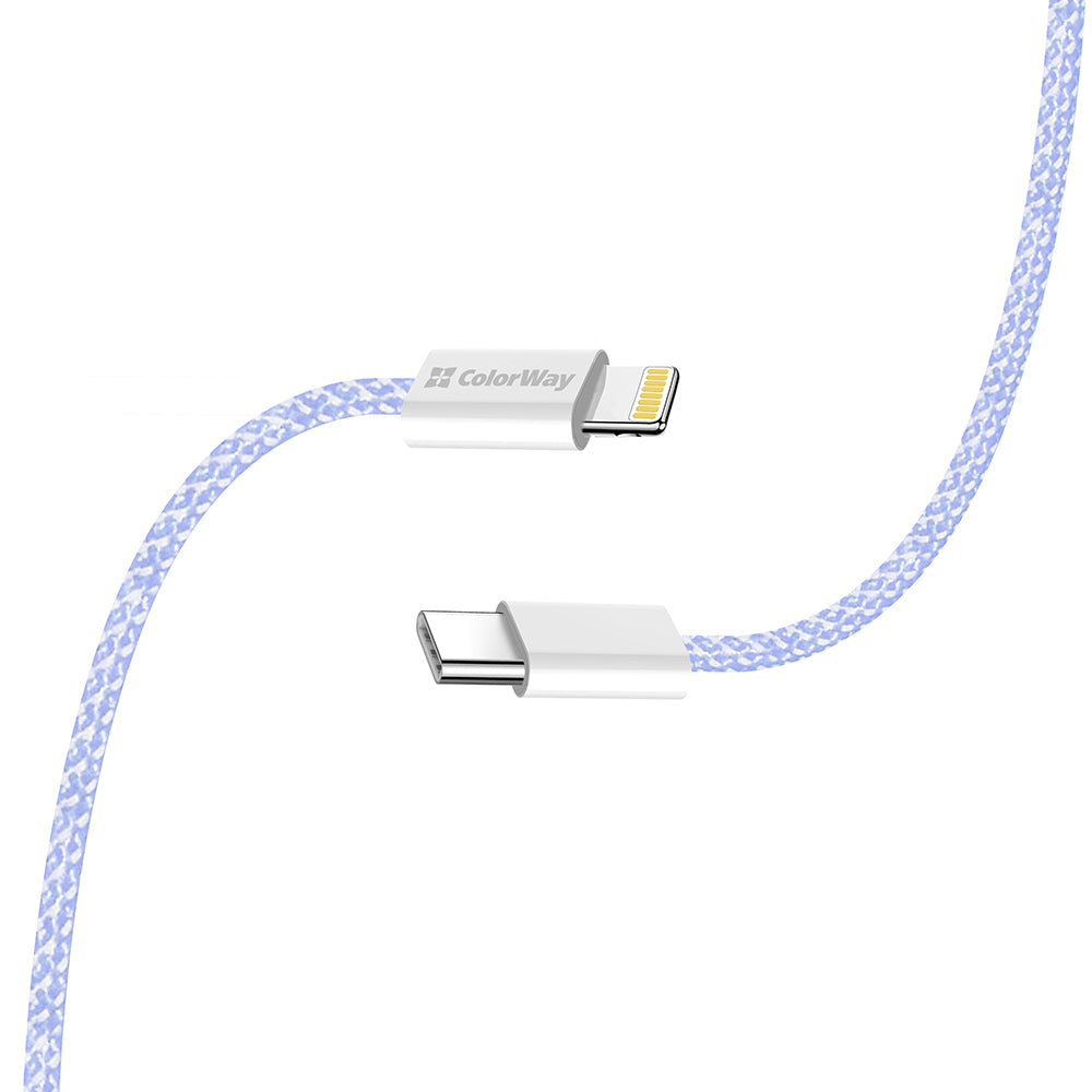 USB-C - Lightning Data- og Ladekabel ColorWay CW-CBPDCL061, 27W, 1m, Lilla