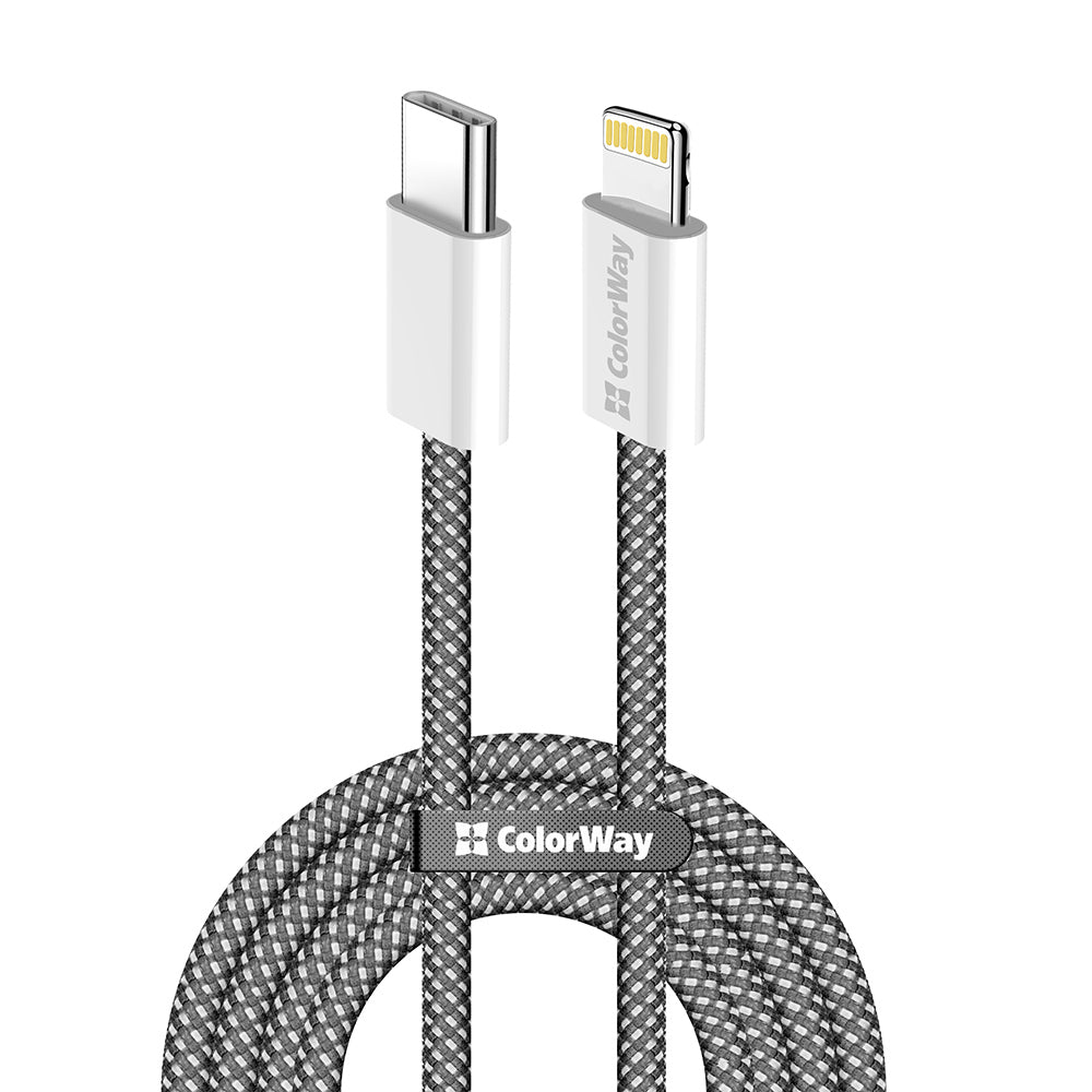 USB-C - Lightning Data- og Ladekabel ColorWay CW-CBPDCL061, 27W, 1m, Svart