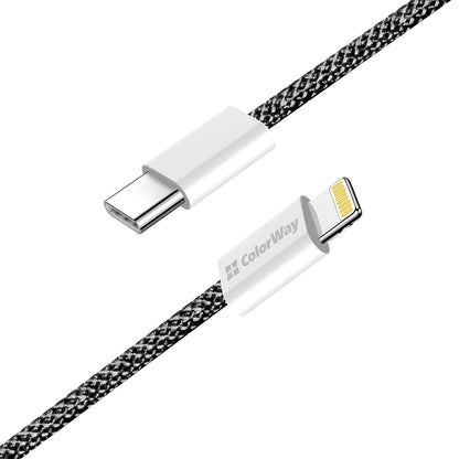 USB-C - Lightning Data- og Ladekabel ColorWay CW-CBPDCL061, 27W, 1m, Svart