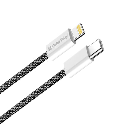 USB-C - Lightning Data- og Ladekabel ColorWay CW-CBPDCL061, 27W, 1m, Svart