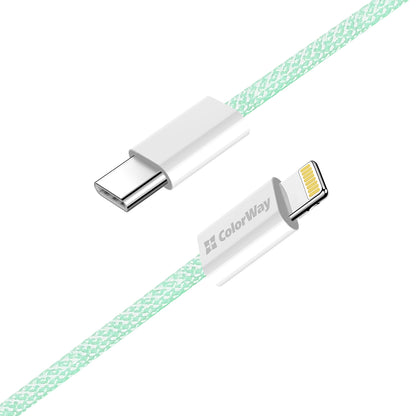 USB-C - Lightning Data- og Ladekabel ColorWay CW-CBPDCL061, 27W, 1m, Grønn