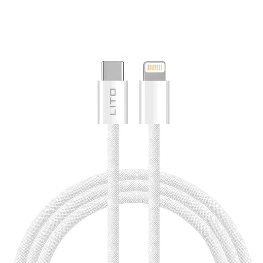 Data- og ladekabel USB-C - Lightning Lito LD04CL, 27W, 2m, Hvit