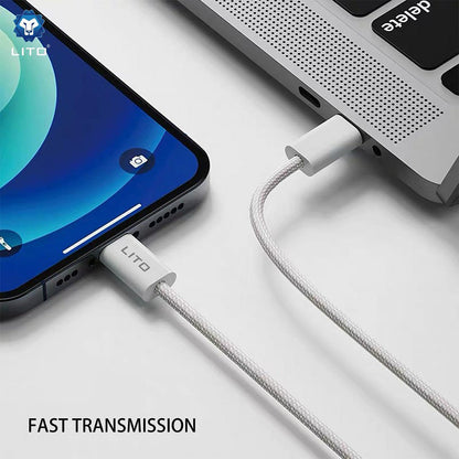 Data- og ladekabel USB-C - Lightning Lito LD04CL, 27W, 2m, Hvit