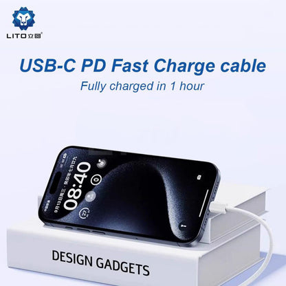 Data- og ladekabel USB-C - Lightning Lito LD04CL, 27W, 2m, Hvit