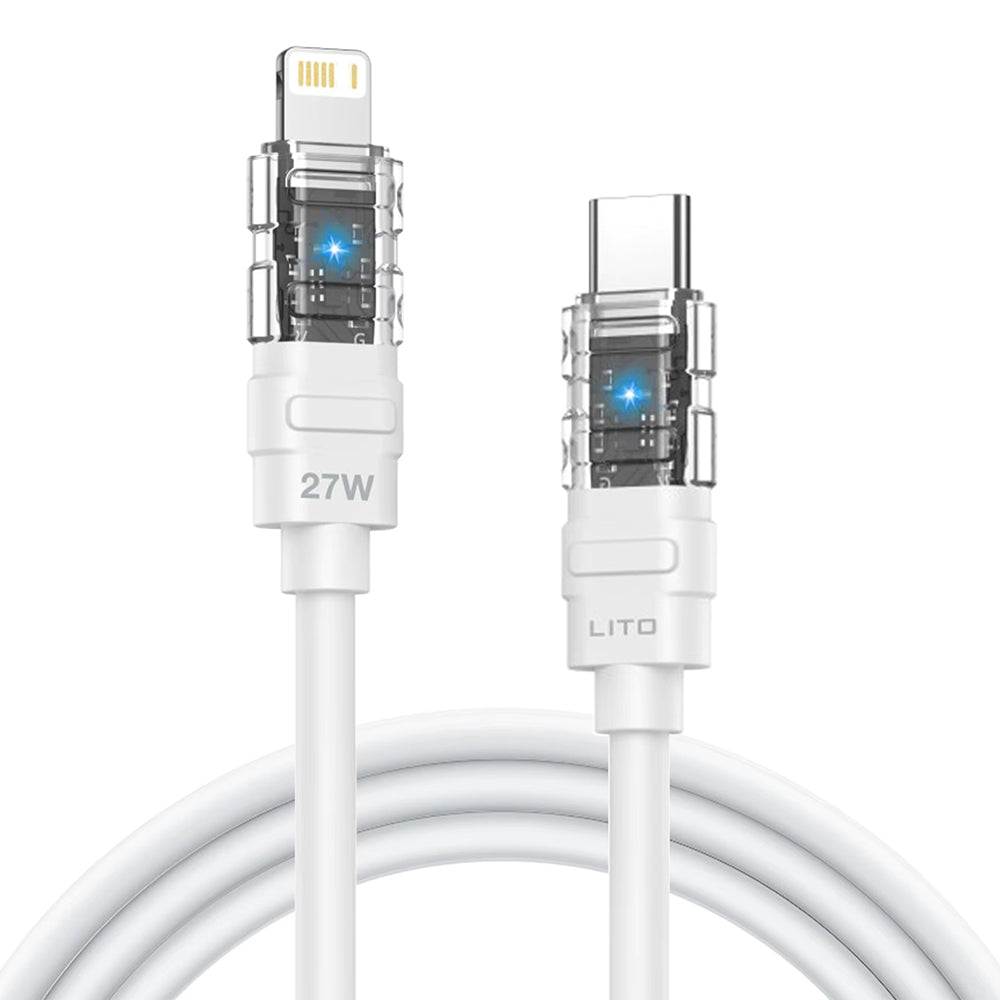 Data- og ladekabel USB-C - Lightning Lito LD05, 27W, 1m, Hvit