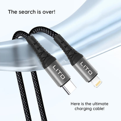 Data- og ladekabel USB-C - Lightning Lito LD08CL, 27W, 1m, Svart
