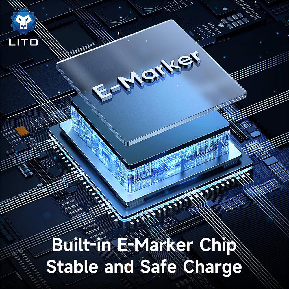 USB-C - Lightning Lito LD09CC Display data- og ladekabel, 100W, 1.2m, Svart