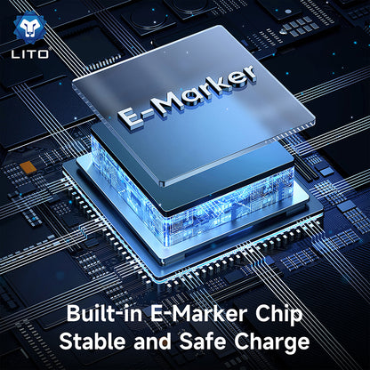 USB-C - Lightning Lito LD09CC Display data- og ladekabel, 100W, 1.2m, Svart