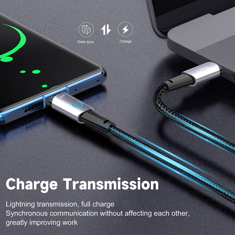 Data- og ladekabel USB-C - Lightning Lito LD10CL, 30W, 1m, Svart