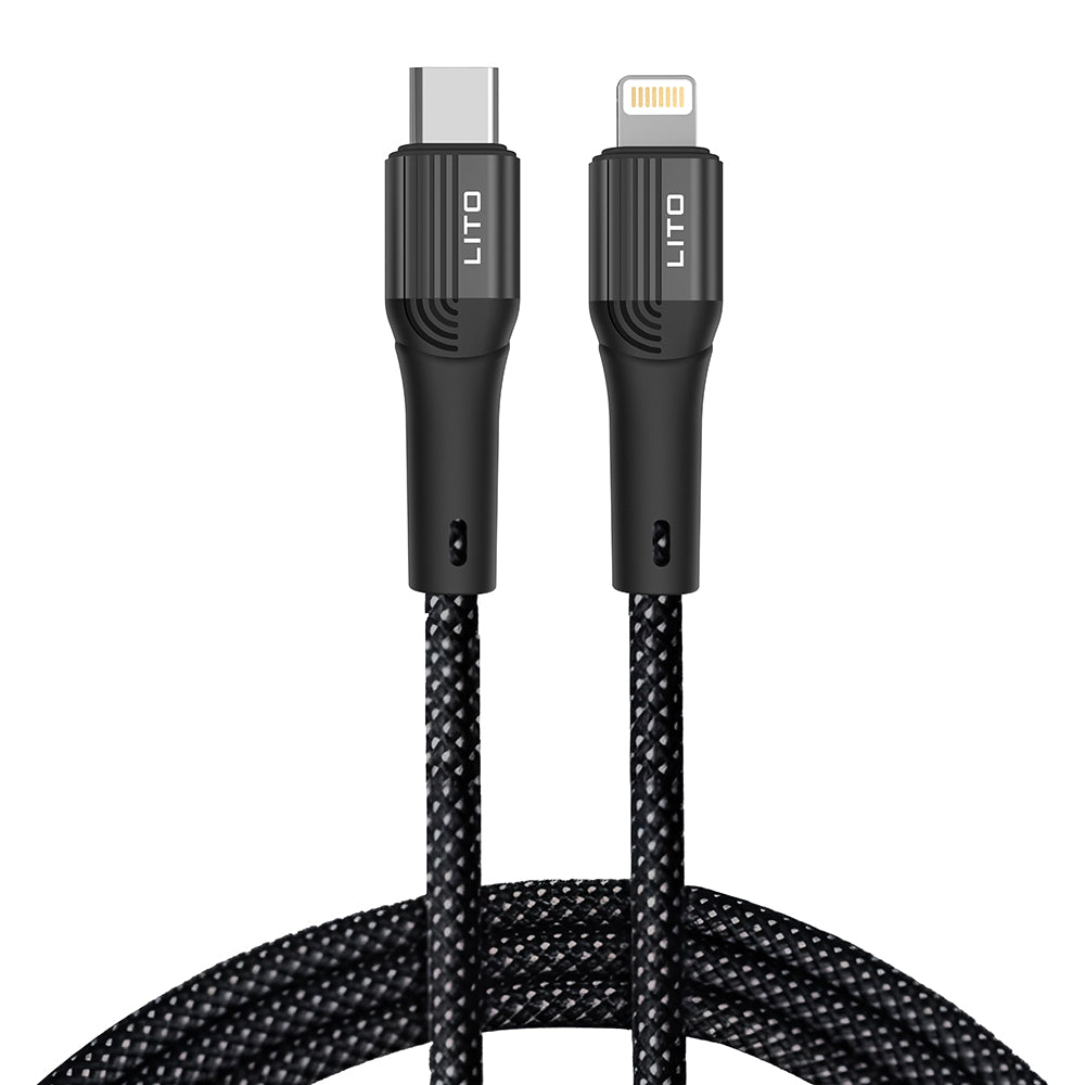USB-C - Lightning Lito LD14CL data- og ladekabel, 30W, 1m, Svart