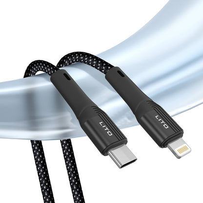 USB-C - Lightning Lito LD14CL data- og ladekabel, 30W, 1m, Svart