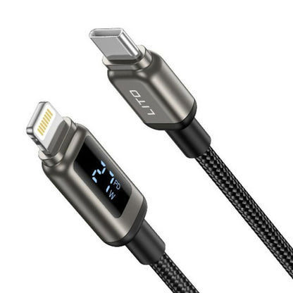 Data- og ladekabel USB-C - Lightning Lito LD15 Display, 27W, 1m, Svart