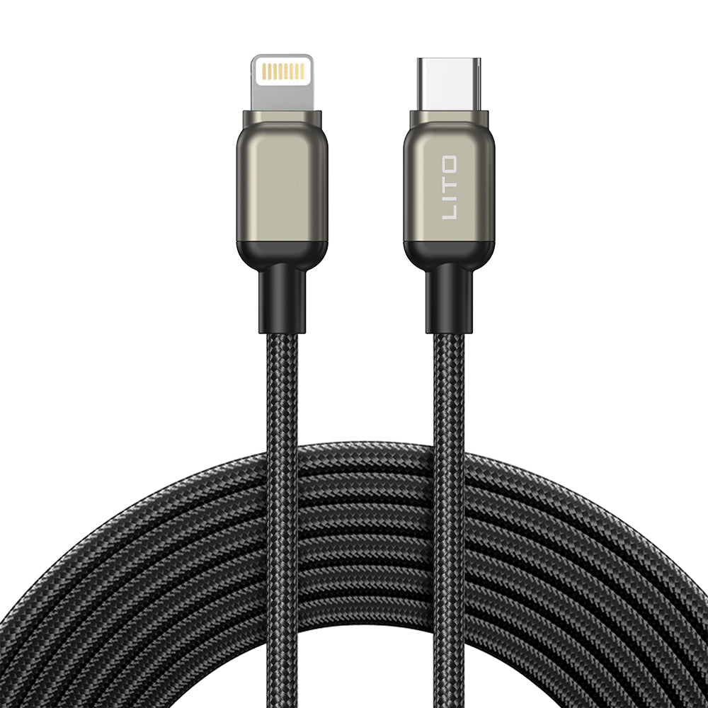Data- og ladekabel USB-C - Lightning Lito LD17, 20W, 1m, Svart