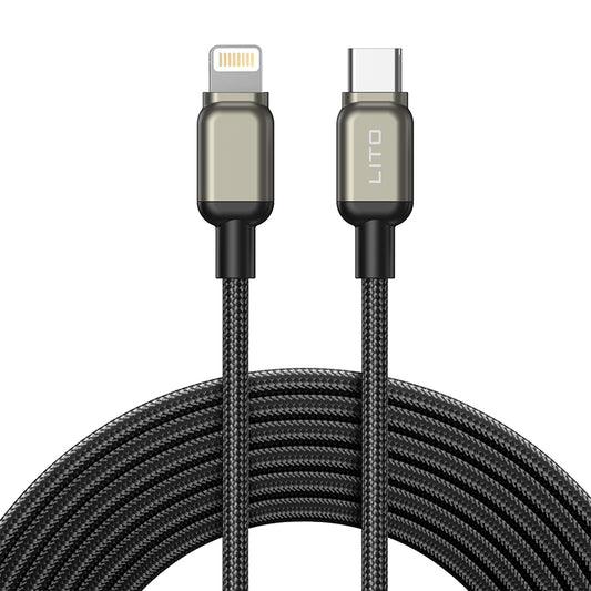 Data- og ladekabel USB-C - Lightning Lito LD17, 20W, 1m, Svart